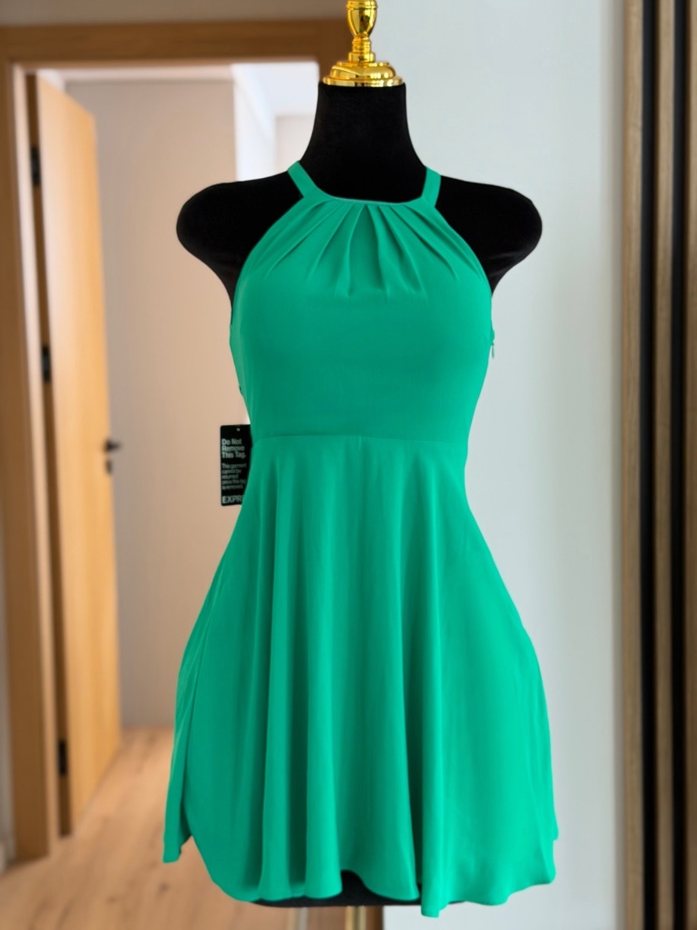 Express Teal Mini Flowy Halter Dress | Emerald Muse